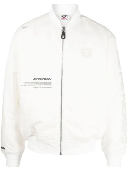 Бомбер на молнии с нашивкой-логотипом AAPE BY *A BATHING APE, бежевый