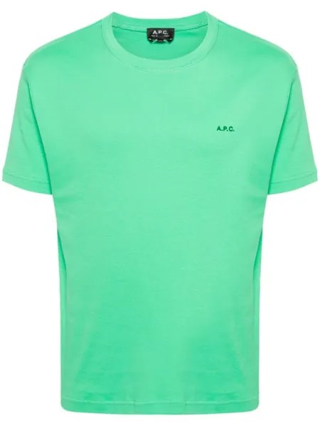 A.P.C. футболка с фактурным логотипом, зеленый