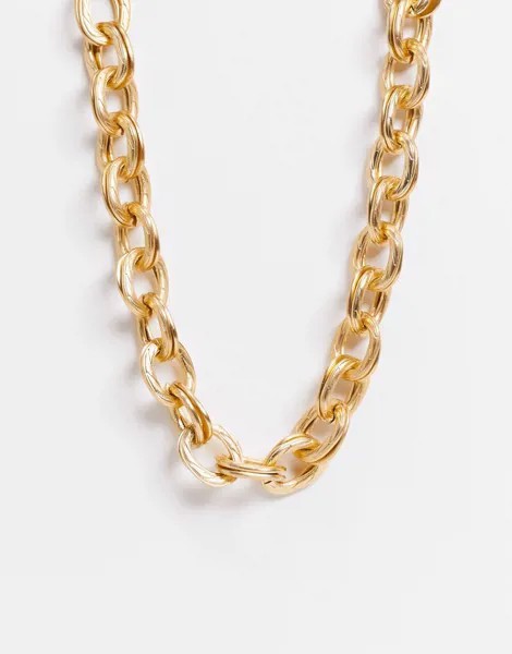 Золотистое массивное ожерелье-цепочка с витыми звеньями EGO-Золотистый