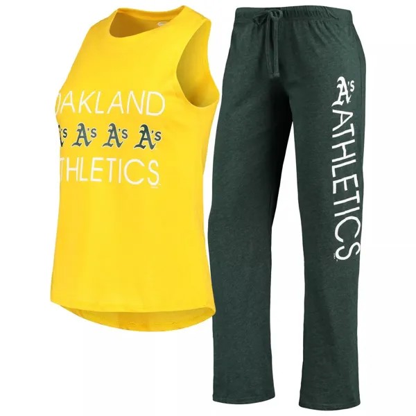 Женский комплект Concepts Sport Green/Gold Oakland Athletics Meter Muscle Майка и брюки для сна