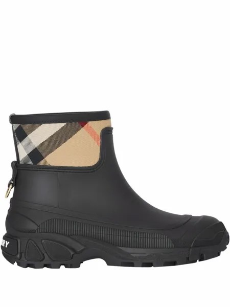 Burberry резиновые ботинки со вставкой в клетку House Check, черный