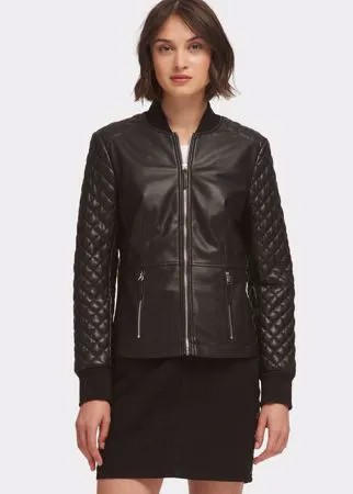 Кожаная куртка женская DKNY P8HJDCT2/BLKL черная L