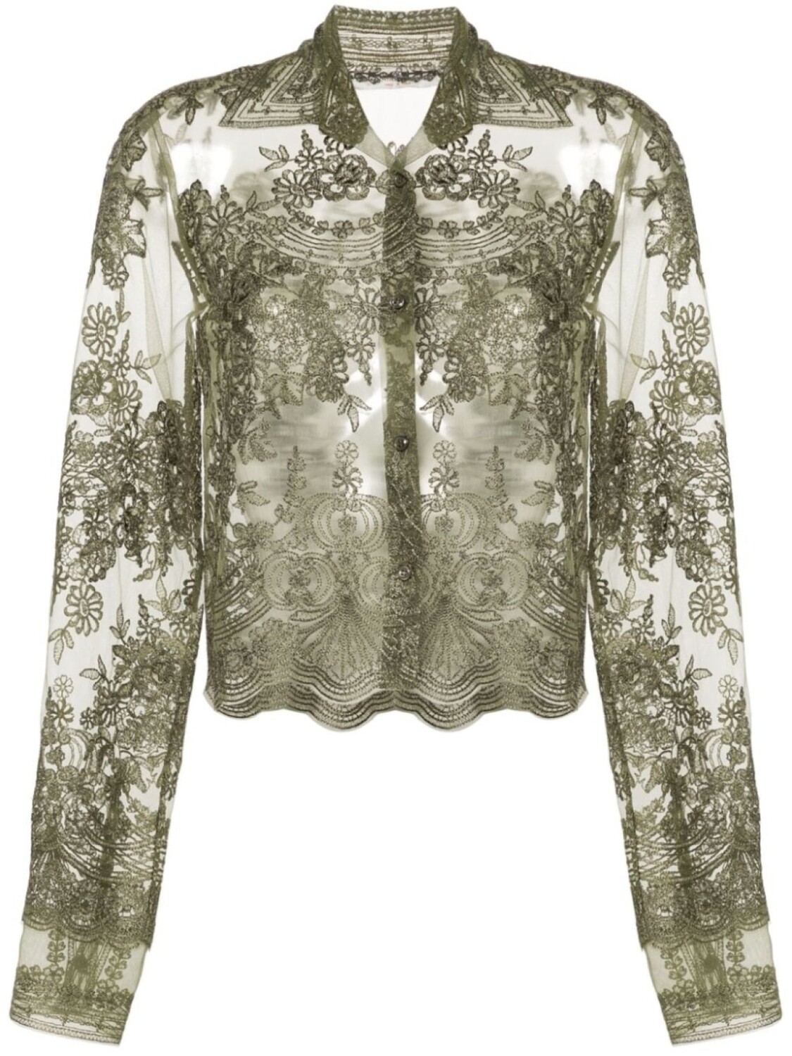 Ermanno Scervino кружевная рубашка, зеленый
