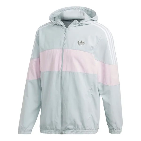 Куртка adidas originals hooded Windbreaker Colorblock Casual Sports Jacket Transparent Gray, серый