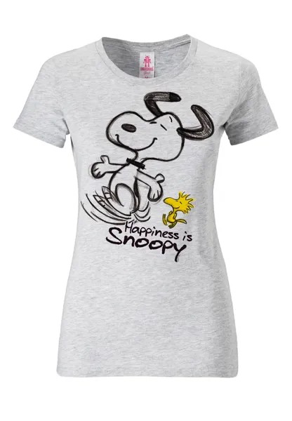 Футболка Logoshirt Snoopy & Woodstock Happiness, цвет grau-meliert