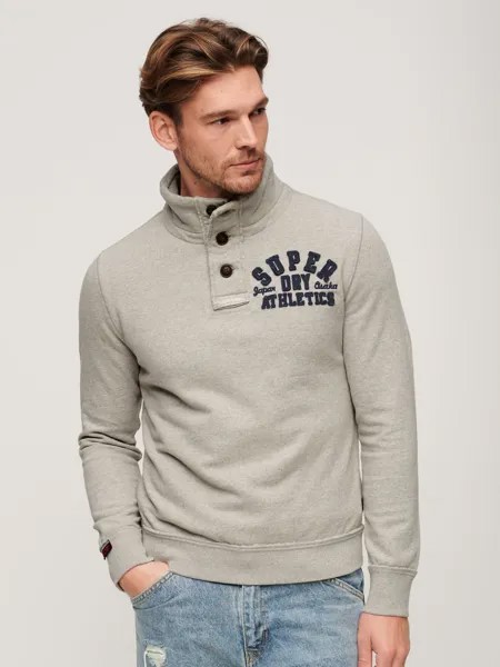 Винтажный спортивный джемпер на пуговицах на пуговицах Superdry, светло-серый