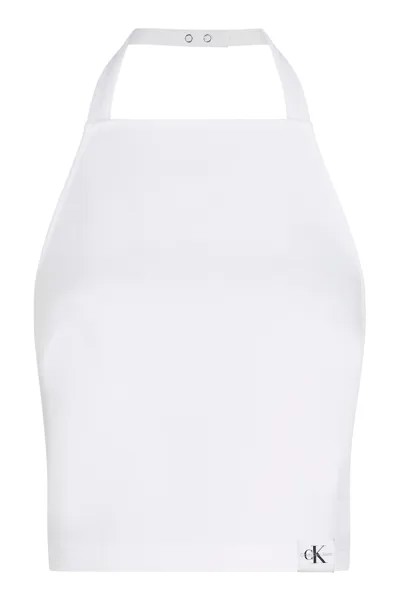 Укороченный топ из модала с бретелем на шее Calvin Klein Jeans, белый