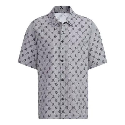 Рубашка Men's adidas neo Pattern Full Print Athleisure Casual Sports Short Sleeve Shirt Gray, мультиколор