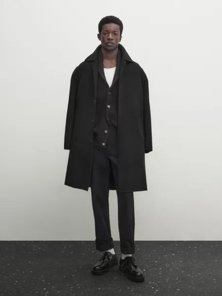 Вязанный кардиган с шальным воротником Massimo Dutti, угольный