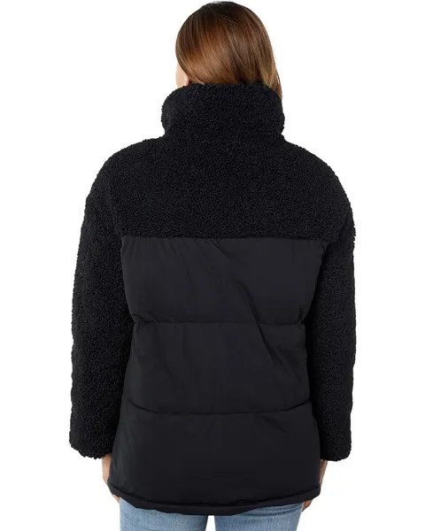 Пальто Avec Les Filles Mixed Media Short Puffer Coat, цвет Black Sherpa Combo