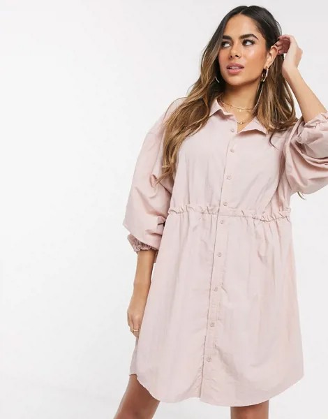 Платье-рубашка с присборенной талией Missguided-Розовый