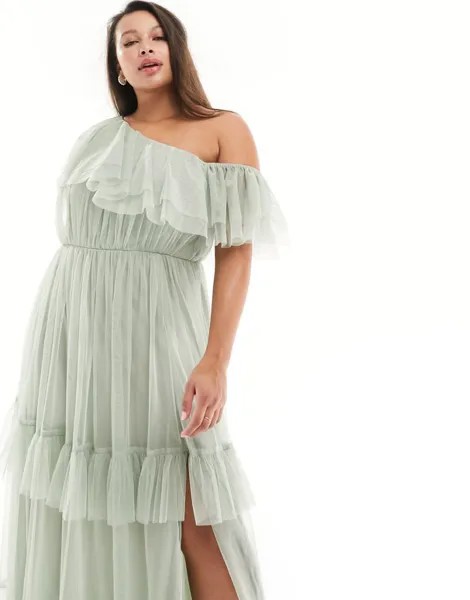 Anaya Premium Bridal платье макси из тюля-бандо цвета шалфея