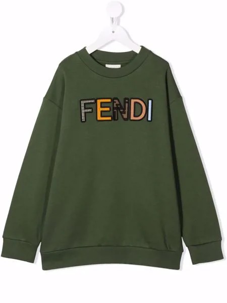 Fendi Kids толстовка с вышитым логотипом