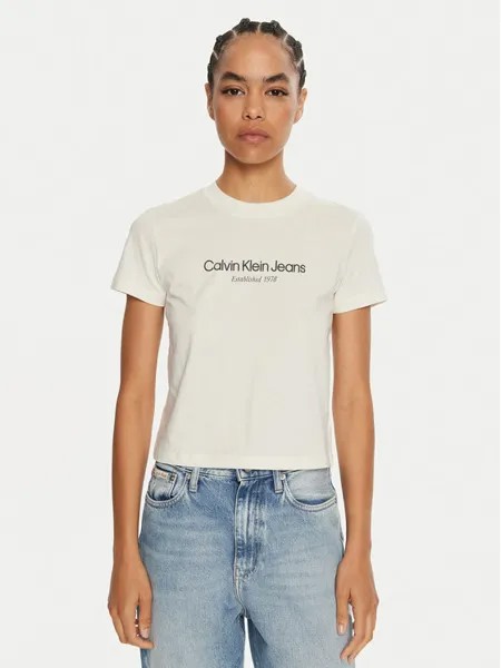 Футболка стандартного кроя Calvin Klein Jeans, экрю