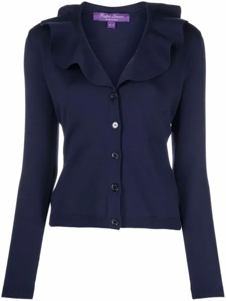 Ralph Lauren Collection кардиган с V-образным вырезом и оборками, фиолетовый