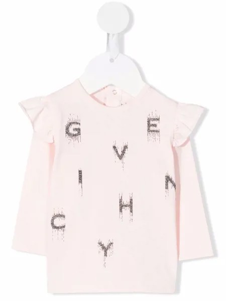 Givenchy Kids топ с оборками и логотипом