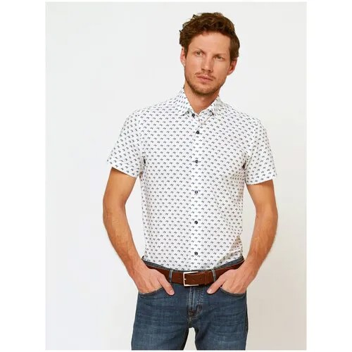 Мужская рубашка Dave Raball 010747 SFs, размер 40 176-182, цвет белый с принтом