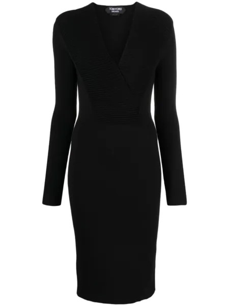 TOM FORD платье миди с V-образным вырезом, черный