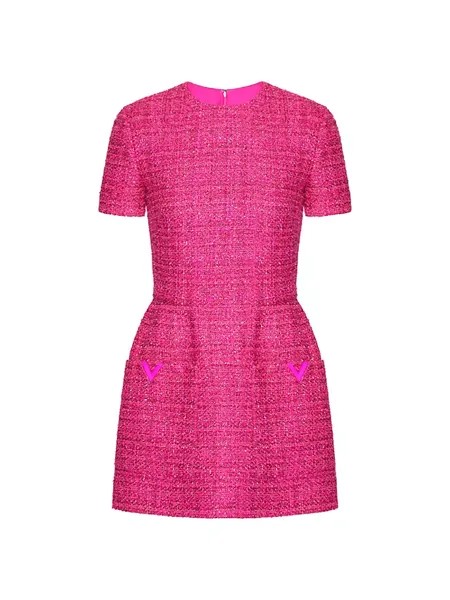 Короткое платье из светлого твида с глазурью Valentino Garavani, розовый