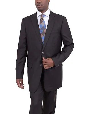 Мужской шерстяной костюм Arthur, черный классический крой, коричневый в тонкую полоску, на двух пуговицах