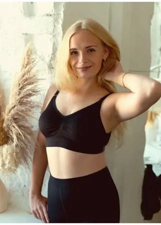 Бюстгальтер бесшовный для кормящих женщин Hunny mammy, размер 85,90-D,Е (XL), черный