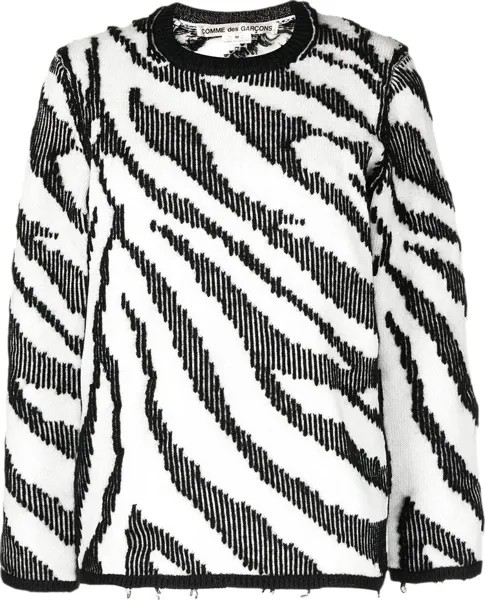 Свитер Comme des Garçons Intarsia Knit Zebra Pattern Sweater 'Zebra', черный