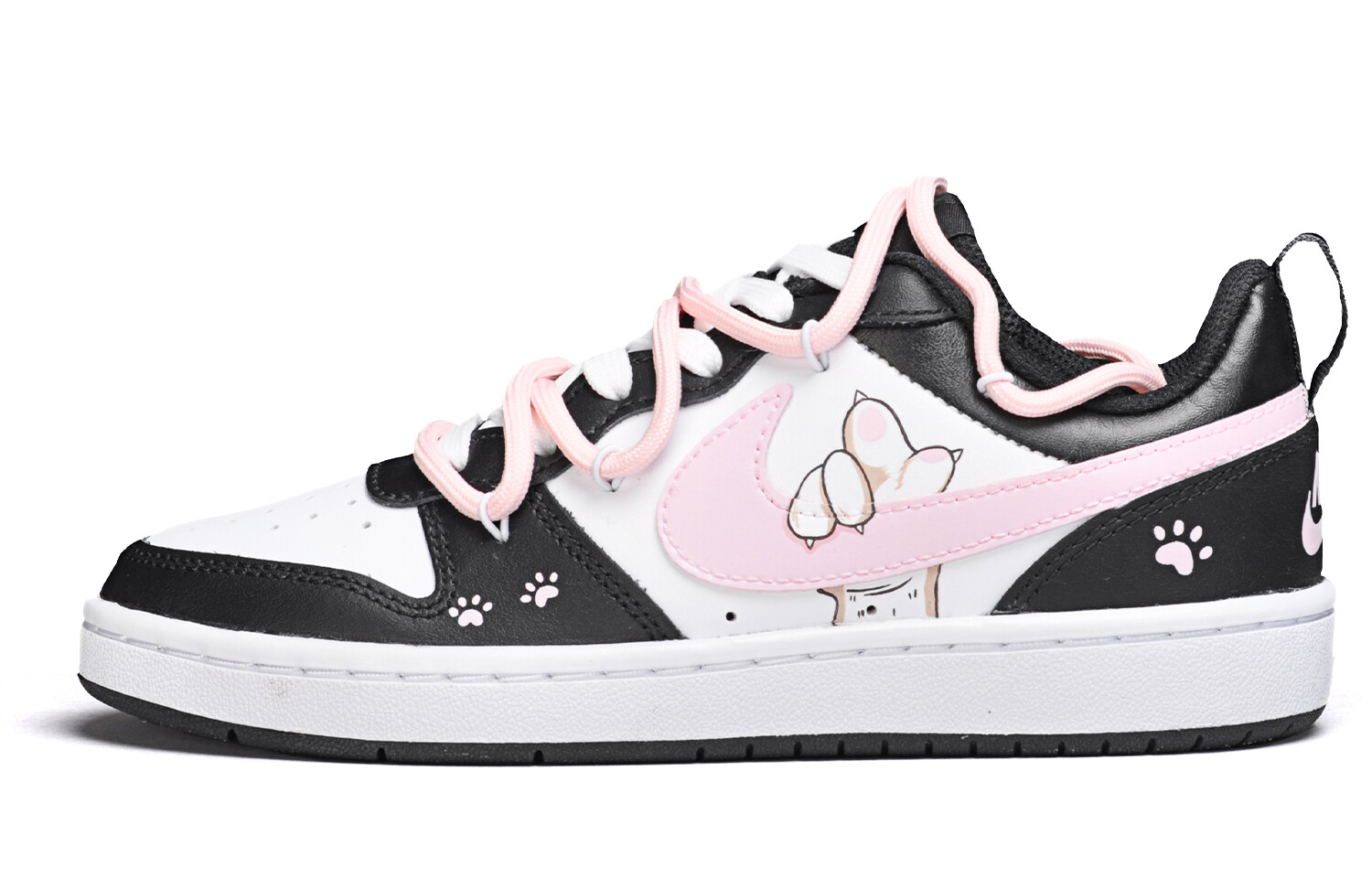 Кроссовки Nike Court Borough Skateboarding Shoes Women's Low-top Black/pink, черный/розовый