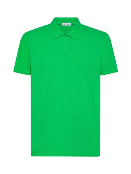 Однотонная рубашка-поло из хлопкового пике Luca D'Altieri, темно-зеленый