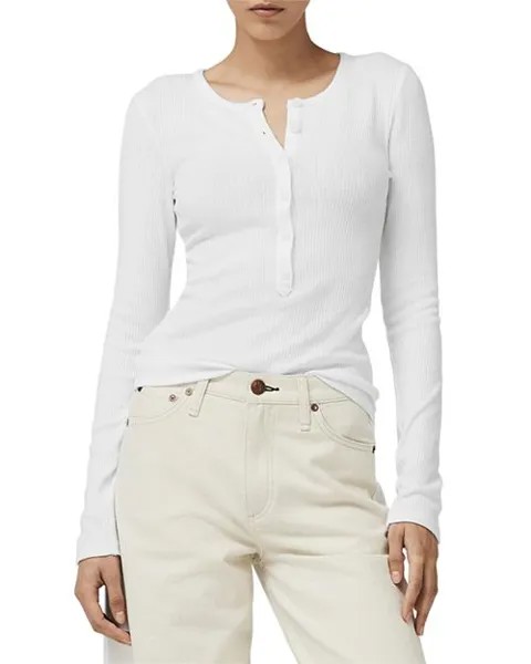 Вязаная рубашка в рубчик rag & bone, цвет White