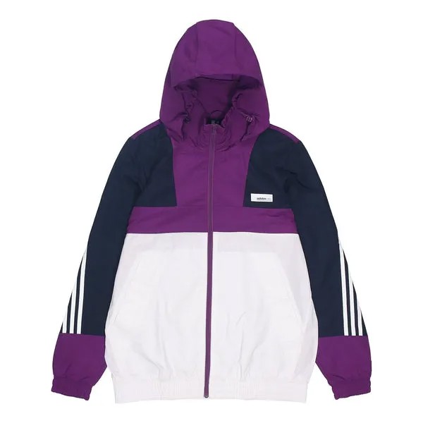 Куртка adidas neo M SS WRMLN WB Colorblock Sports Windbreaker Jacket White Purple, белый