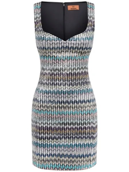Missoni мини-платье из трикотажного полотна ламе, синий