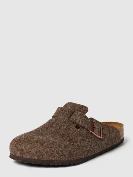 Шлепанцы с пряжкой металлик, модель Boston Birkenstock, коричневый