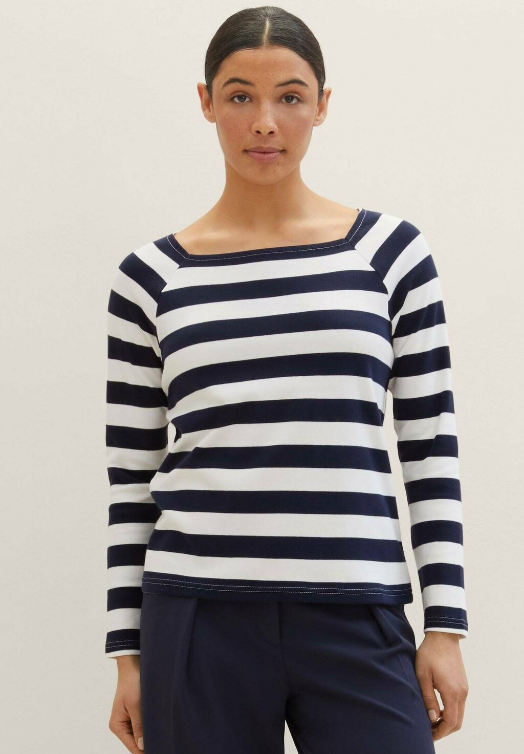 Рубашка с длинным рукавом TOM TAILOR, цвет offwhite navy bold stripe