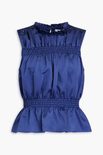 Топ из твила с добавлением лиоцелла и сборками. E.L.V. Denim X The Outnet, индиго