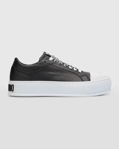 Мужские низкие кеды с шипами и полосками Moschino, цвет Black