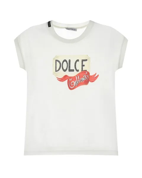 Белая футболка с логотипом Dolce&Gabbana детская