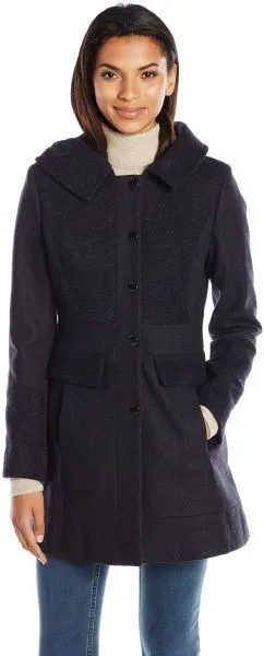 Guess НОВОЕ женское пальто Melton 2 тона темно-серого цвета из смеси шерсти NWT, размер M, L