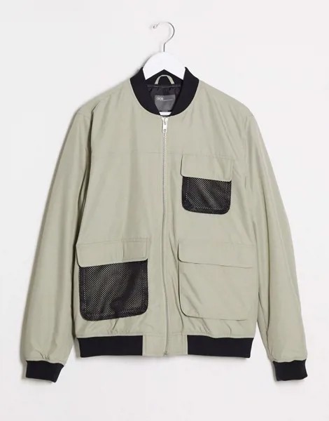 Серый бомбер в стиле милитари ASOS DESIGN