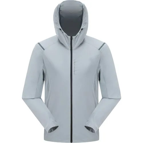 Ветровка TOREAD Men's running training jacket для бега, складывается в карман, вентиляция, светоотражающие элементы, быстросохнущая, несъемный капюшон, размер 2XL, серый