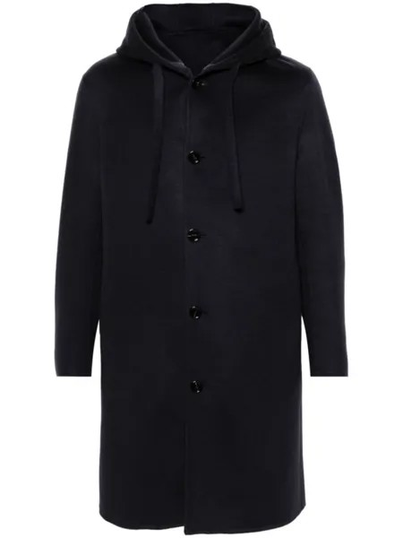 Lardini шерстяное пальто с капюшоном, синий