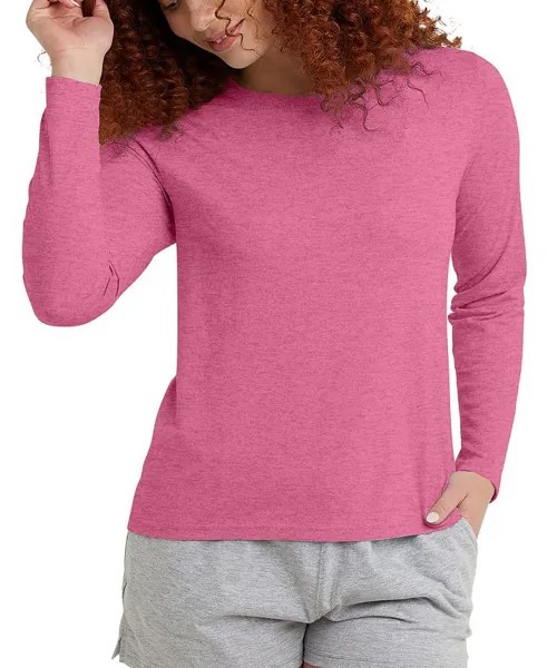 Женская классическая футболка Originals Triblend с длинным рукавом Hanes, цвет Inari Heather