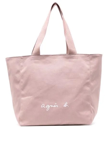 Agnès b. logo-print cotton tote bag
