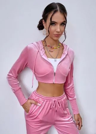 Короткий бархатный на кулиске Худи & Спортивные брюки