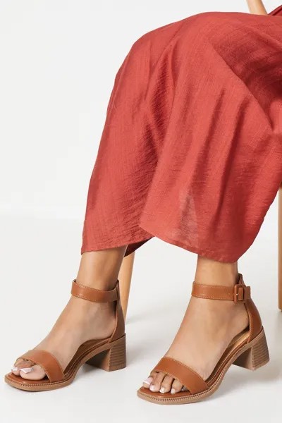 Босоножки Sasha Comfort на низком блочном каблуке с набором элементов Dorothy Perkins, коричневый