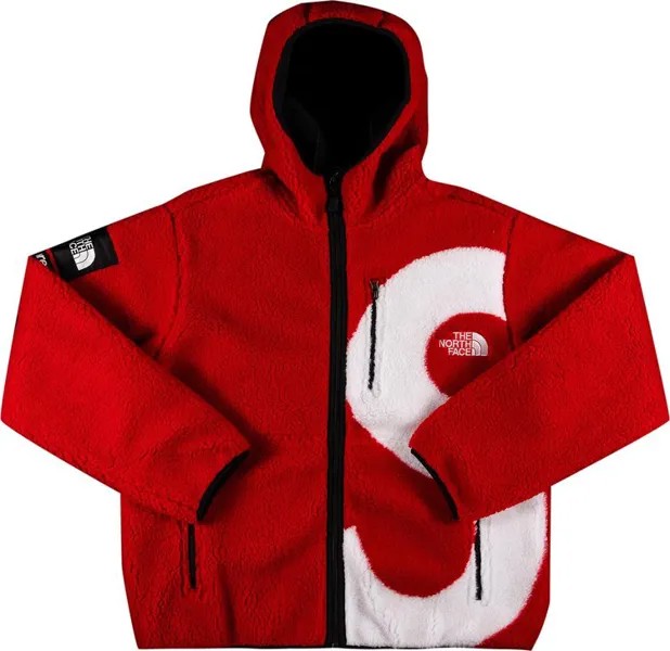 Куртка Supreme x The North Face S Logo Hooded Fleece Jacket 'Red', красный
