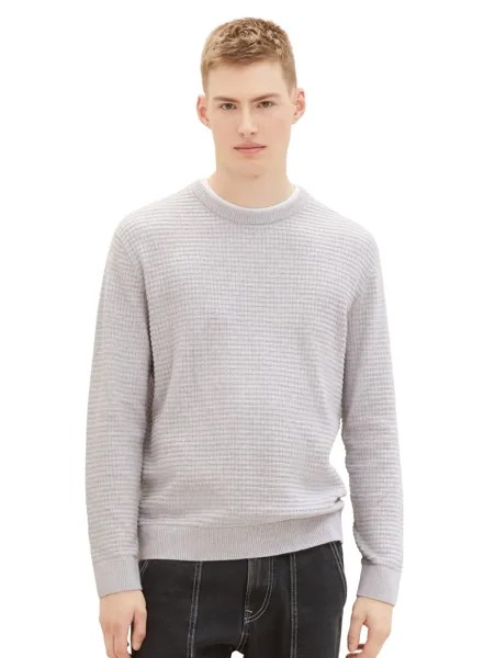 Пуловер TOM TAILOR Denim STRUCTURED DOUBLELAYER, серый
