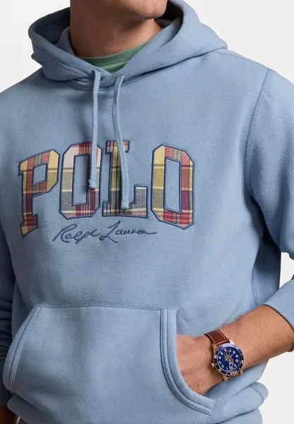 Толстовка с капюшоном THE RL FLEECE PLAID LOGO HOODIE Ralph Lauren, синий