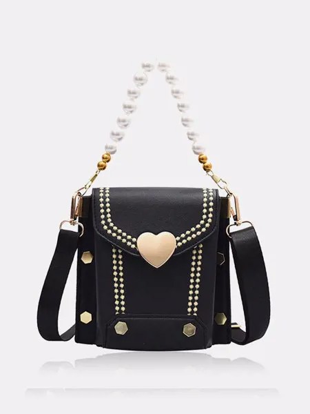 Женская искусственная кожа Ins Pearls Chain Crossbody Сумка Сумка-портфель Сумка