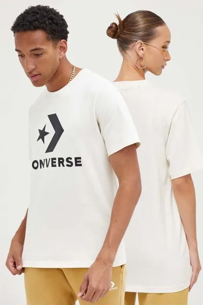 Хлопковая футболка Converse, бежевый