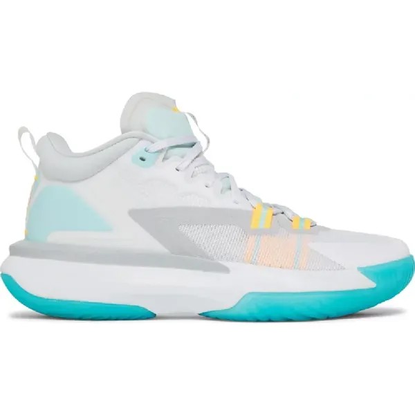 Кроссовки Nike Air Jordan Zion 1 PF White Dynamic Turquoise, белый/голубой/желтый